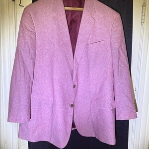 Stafford Linen Cotton Blazer 50 Reg Pink Business Event Easter Smart Casual Trip